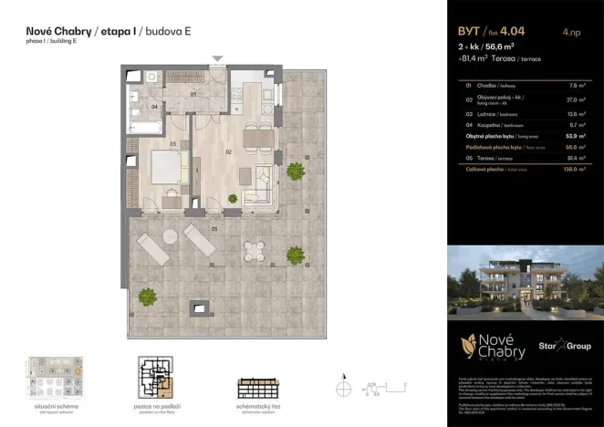 Prodej bytu 2+kk, Praha - Dolní Chabry, Do rybníčků, 56 m2
