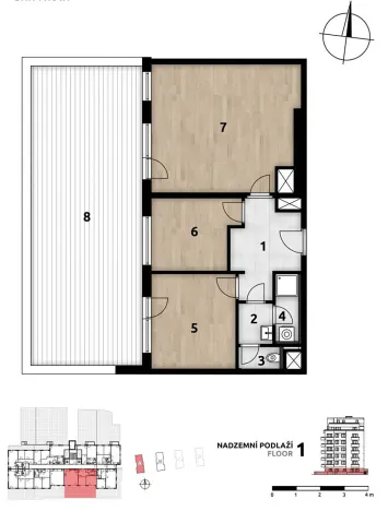 Pronájem bytu 3+kk, Praha - Hlubočepy, 75 m2