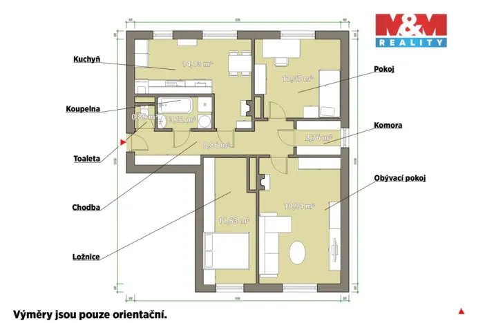 Prodej bytu 3+1, Krásné Údolí, 81 m2