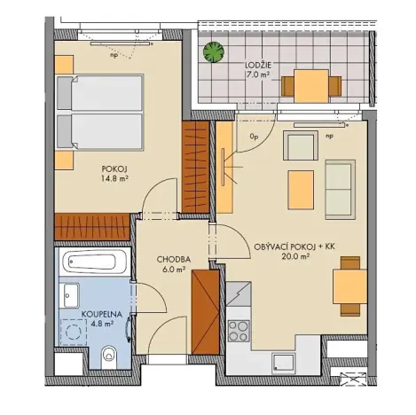 Prodej bytu 2+kk, Praha - Hlubočepy, Baarové, 47 m2