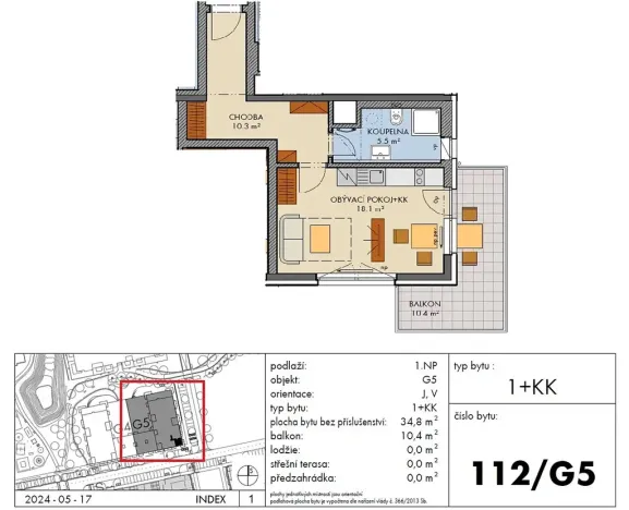 Prodej bytu 1+kk, Praha - Dolní Měcholupy, Honzíkova, 35 m2