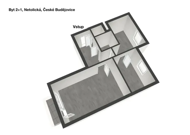 Pronájem bytu 2+1, České Budějovice, Netolická, 47 m2