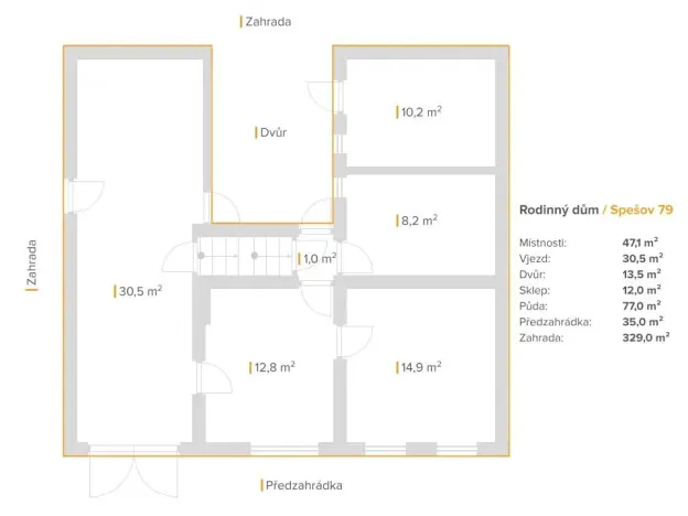 Prodej rodinného domu, Spešov, 77 m2