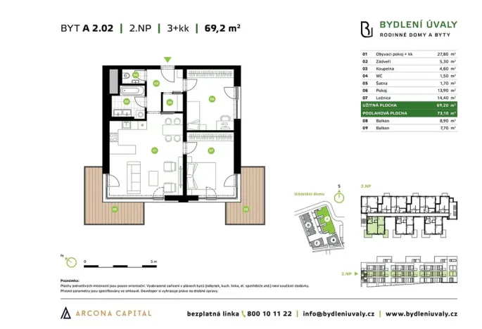Prodej bytu 3+kk, Úvaly, Škvorecká, 73 m2