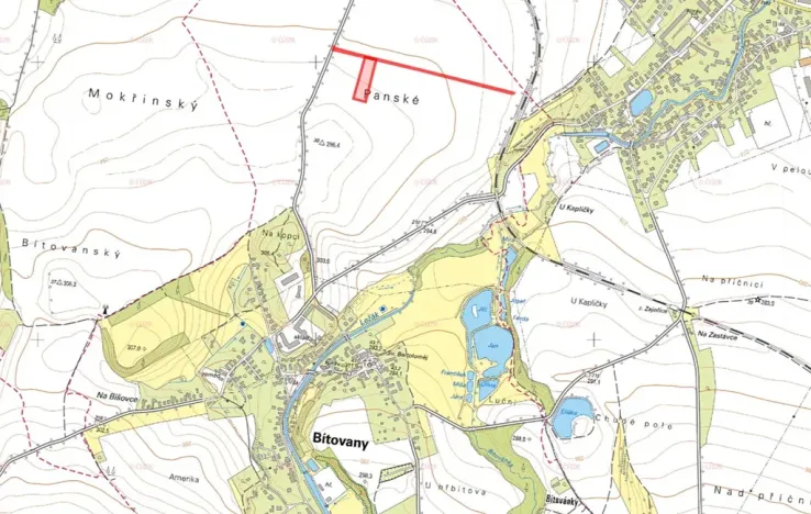 Prodej podílu pole, Bítovany, 3432 m2