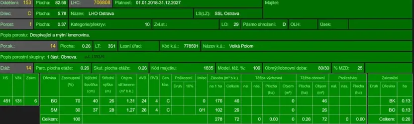 Prodej lesa, Velká Polom, 3922 m2