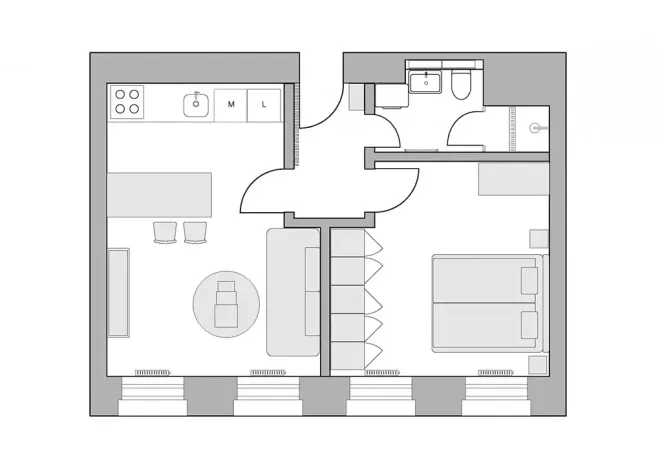 Pronájem bytu 2+kk, Praha - Holešovice, Heřmanova, 44 m2