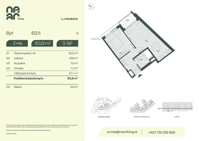 Prodej bytu 2+kk, Praha - Libeň, Na kopečku, 47 m2