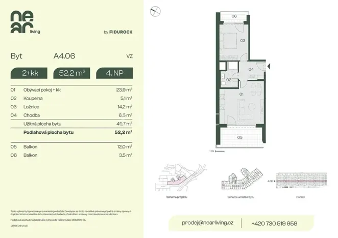 Prodej bytu 2+kk, Praha - Libeň, Na kopečku, 50 m2