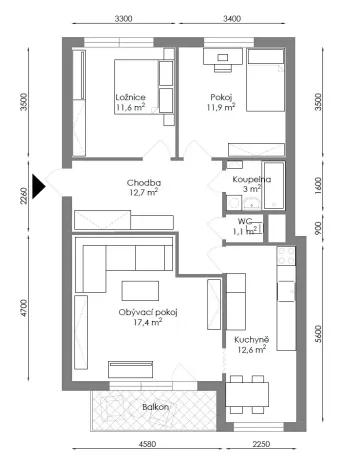 Prodej bytu 3+1, Jihlava, Srázná, 78 m2