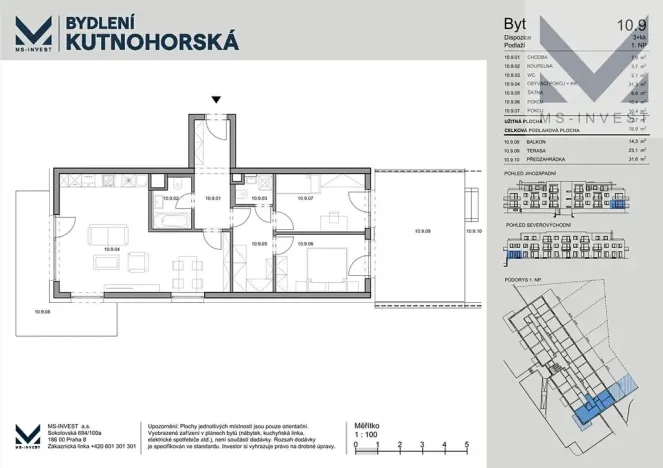 Prodej bytu 3+kk, Praha - Dolní Měcholupy, Kutnohorská, 77 m2