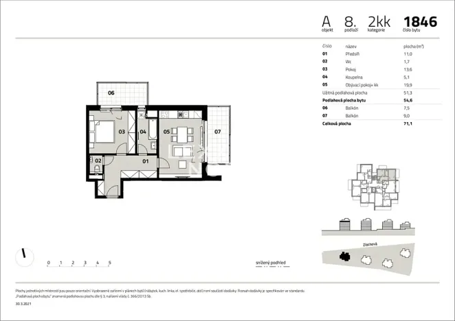 Prodej bytu 2+kk, Praha - Modřany, Zlochova, 54 m2
