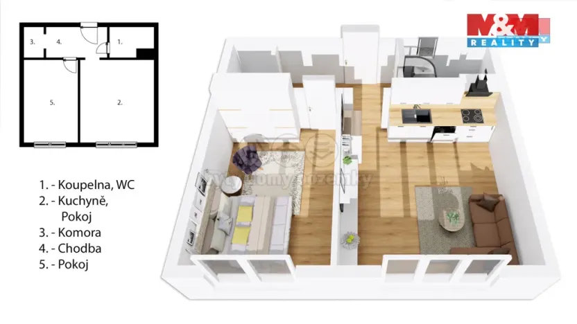 Pronájem bytu 2+kk, Liberec - Liberec VI-Rochlice, Pazderkova, 43 m2