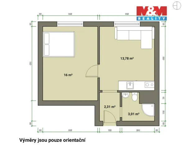Prodej bytu 1+1, Tachov, Bělojarská, 35 m2