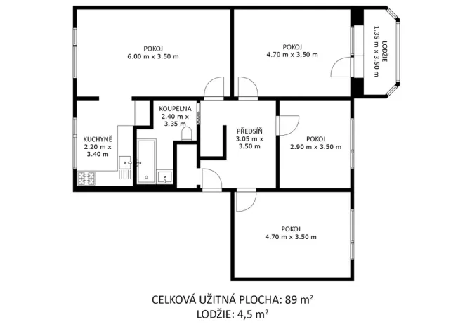 Prodej bytu 4+1, Vyškov, Sídliště Osvobození, 89 m2
