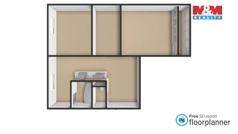Prodej bytu 3+1, Chomutov, Pod Břízami, 61 m2
