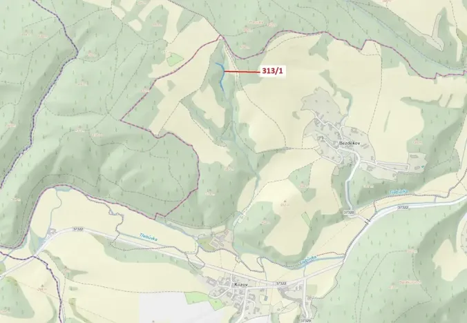 Dražba lesa, Bouzov, 1158 m2