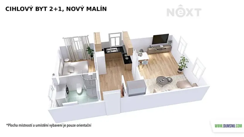 Pronájem bytu 2+1, Nový Malín, 49 m2