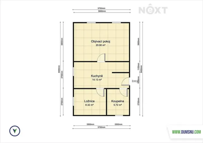 Pronájem bytu 2+1, Nový Malín, 49 m2