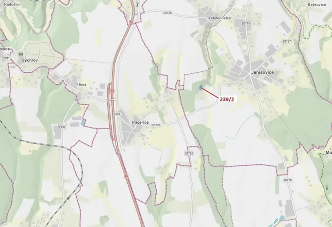 Dražba lesa, Jenišovice, 2305 m2