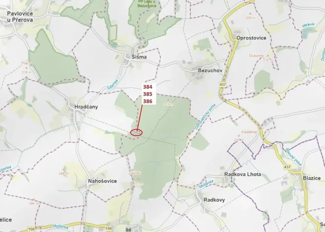 Dražba lesa, Hradčany-Kobeřice, 3483 m2