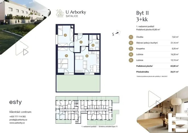 Prodej bytu 3+kk, Praha - Satalice, Za Novákovou zahradou, 66 m2