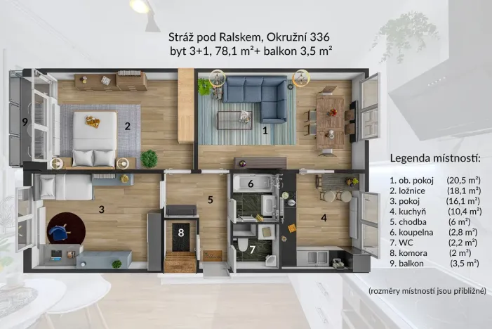 Pronájem bytu 3+1, Stráž pod Ralskem, Okružní, 78 m2