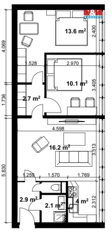Prodej bytu 3+kk, Praha - Karlín, Nekvasilova, 56 m2