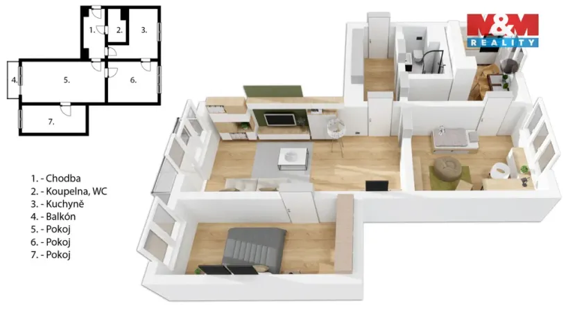 Pronájem bytu 3+1, Rychnov nad Kněžnou, SNP, 69 m2