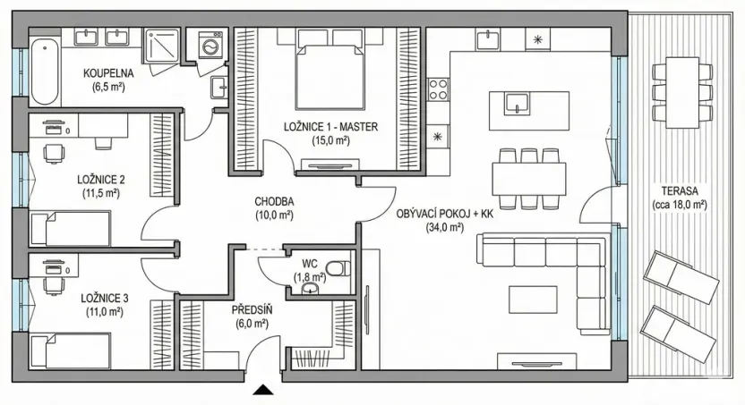 Pronájem bytu 4+kk, Praha - Chodov, Opatovská, 96 m2