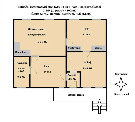 Pronájem bytu 3+kk, Beroun, Česká, 102 m2