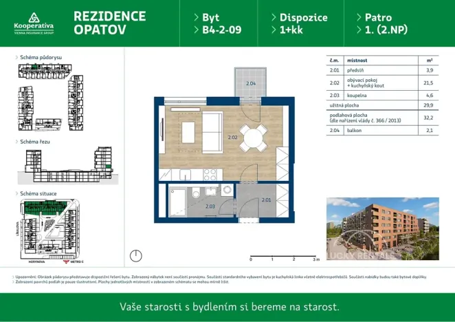 Pronájem bytu 1+kk, Praha - Chodov, Líbalova, 32 m2
