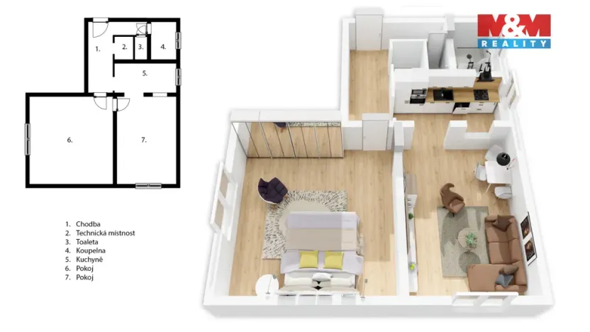 Prodej bytu 2+1, Kralupy nad Vltavou - Lobeček, 52 m2