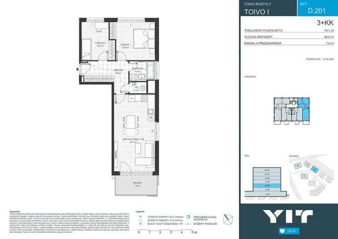 Prodej bytu 3+kk, Praha - Chodov, Komárkova, 67 m2