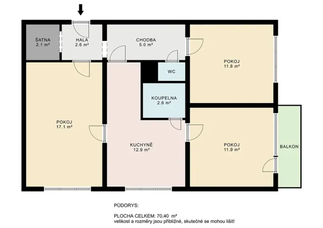 Prodej bytu 3+1, Praha - Malešice, Počernická, 71 m2
