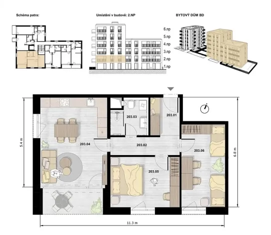 Pronájem bytu 3+kk, Otrokovice, 71 m2
