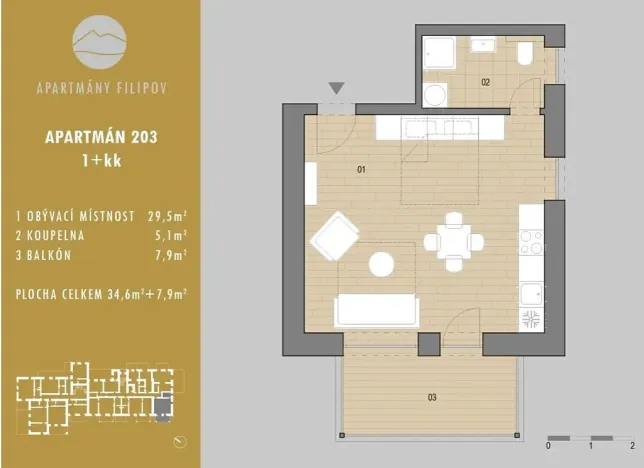 Prodej apartmánu, Javorník, 34 m2