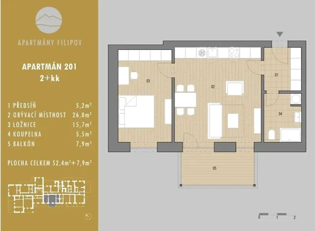 Prodej apartmánu, Javorník, 52 m2