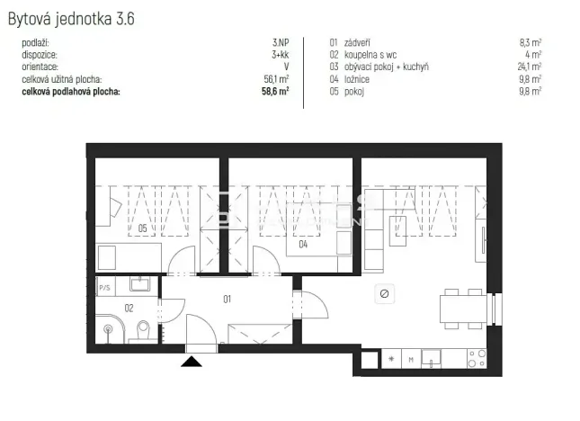 Pronájem bytu 3+kk, Únětice, Rýznerova, 58 m2