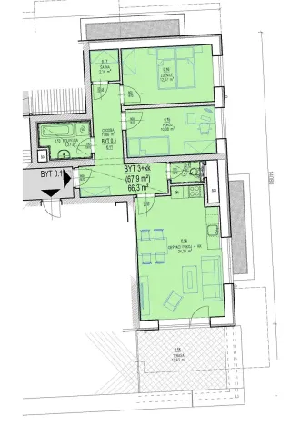 Prodej bytu 3+kk, Brno, Chvalovka, 54 m2