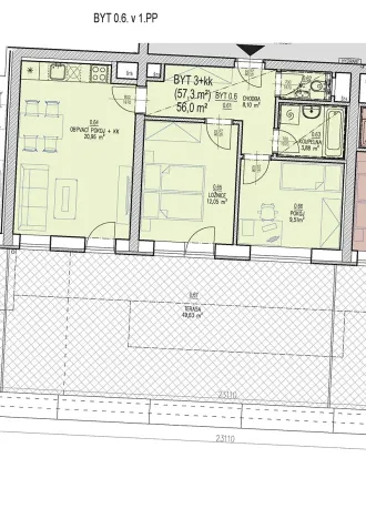 Prodej bytu 3+kk, Brno, Chvalovka, 54 m2