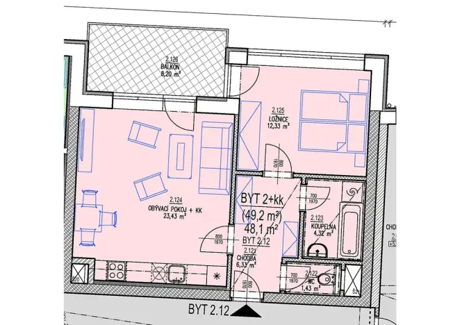 Prodej bytu 2+kk, Brno, Chvalovka, 46 m2