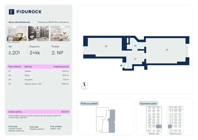 Prodej bytu 2+kk, Brno, Bratislavská, 45 m2
