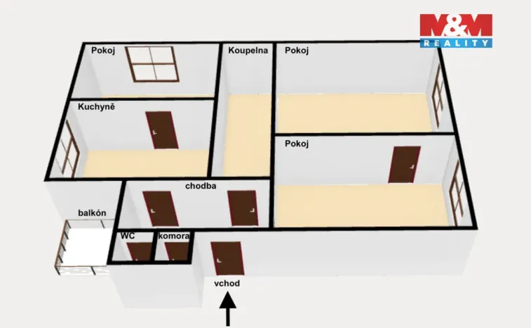 Prodej bytu 3+1, Náchod, Bartoňova, 84 m2