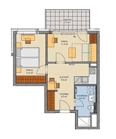 Prodej bytu 2+1, Praha, Bessemerova, 52 m2