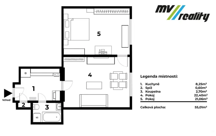 Prodej bytu 2+kk, Praha - Holešovice, Schnirchova, 55 m2