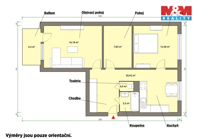Prodej bytu 2+1, Kraslice, Hradební, 64 m2