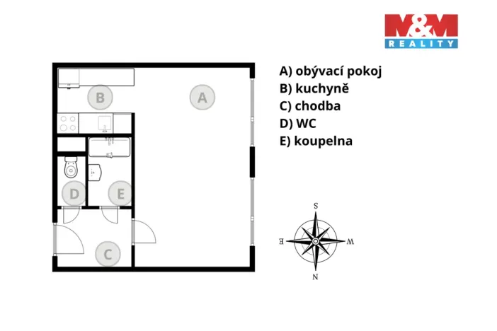 Pronájem bytu 1+kk, Nymburk, Sadová, 32 m2