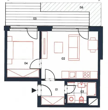 Pronájem bytu 2+kk, Praha - Nusle, Muzikova, 41 m2