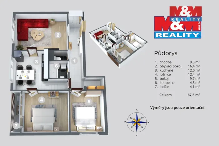 Prodej bytu 3+1, Ústí nad Labem - Mojžíř, Peškova, 66 m2